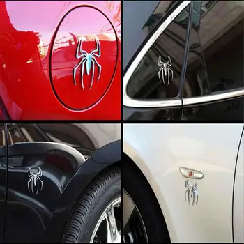 3D Araba Çıkartmaları sıcak Evrensel Metal Örümcek Şekli Amblemi Krom 3D Araba Kamyon Motor çıkartma