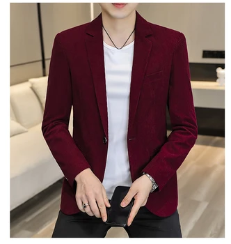 Erkek Kış Kadife Takım Elbise Blazer Artı Boyutu Ofis Giyim Erkekler Vintage Haki Vintage Kırmızı Giyim Takım Elbise Blazer 3xl 4xl Erkek Üst
