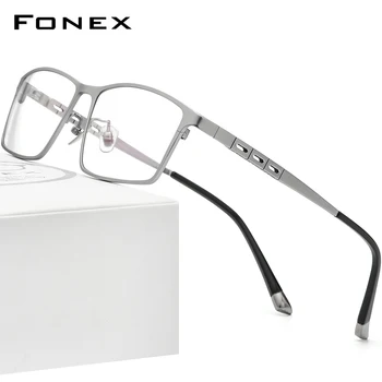 FONEX Saf Titanyum Gözlük Çerçevesi Erkekler Kare Gözlük 2022 Yeni Erkek Tam Jant gözlük çerçeveleri Reçete Gözlük Çerçeveleri F85691