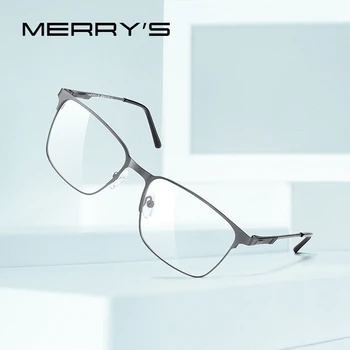 MERRYS tasarım Erkekler Titanyum Alaşım Gözlük Çerçeve Iş Tarzı Erkek Kare Ultralight Göz Miyopi Reçete Gözlük S2179