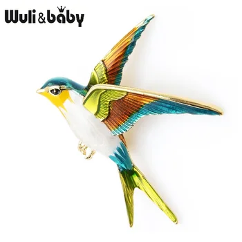 Wuli ve Bebek Emaye Uçan Yutmak Broş Pins Kadınlar İçin Hayvan Kuş Broş Takı Hediye