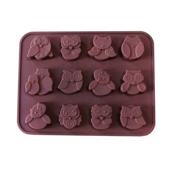 Yeni 12 delikli Baykuş Şekli Gıda Sınıfı Silikon formları çikolatalı kek Kalıp Şeker, Jöle, Lolipop Kalıpları Dıy Fondü Pişirme Araçları