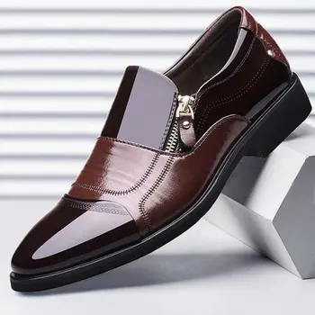 Yeni Bahar Oxford İş erkek ayakkabısı Deri Yumuşak rahat ayakkabılar Nefes erkek Loafers Flats Zip Ayakkabı Slip-on Sürüş Ayakkabı
