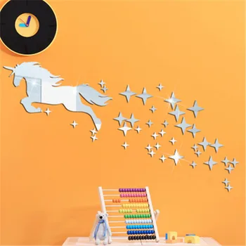Yeni Unicorn 3D Ayna Sticker Estetik Odası Dekor duvar çıkartmaları Oturma Odası Çocuk Odası Arka Plan DIY En İyi Duvar Dekorasyon Hediye
