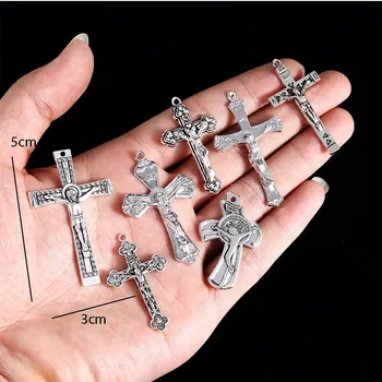 Çeşitli Hıristiyan retro incil çapraz kolye, kutsal haç kolye, İsa haç kolye, DIY metal kolye kolye